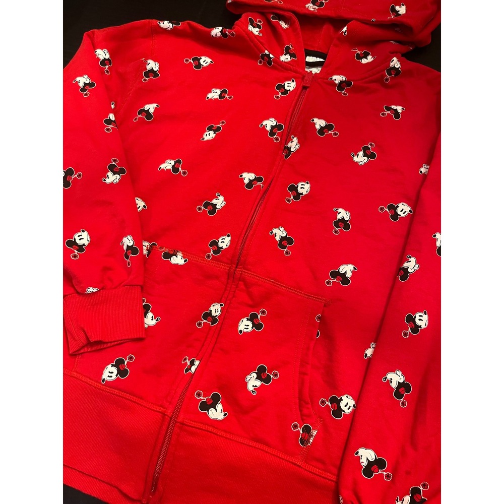 Disney Parks Mickey Mouse All Over Print Zip Up Hoodie Red Womens XXL NWOT